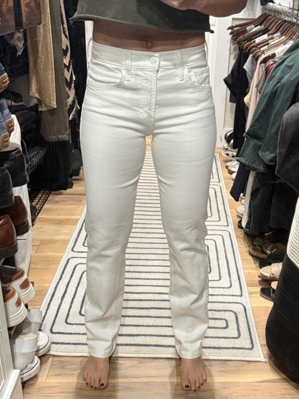 MOTHER White High-Rise Straight-Leg Jeans